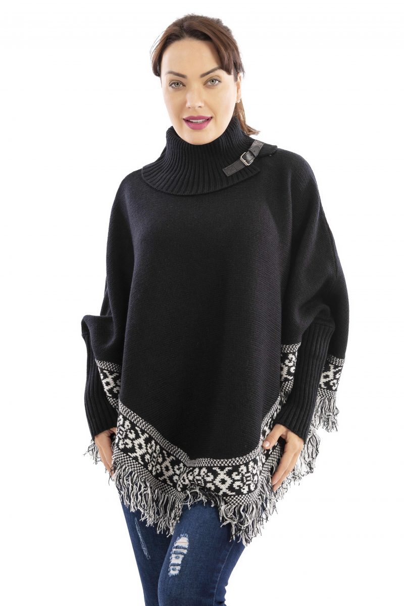Poncho De Cachemira Para Mujer - Capa Con Flecos De Ganchillo, Tamaño 80x80cm, Abrigado Para Otoño E Invierno
